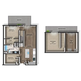 Image of the floor plan for luxury penthouse apartment 506 at West Washington Place in downtown Madison WI.